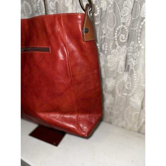 NWT WILSONS LEATHER Pelle Studio Red Leather Shoulder Bag Strap Zipper - Picture 6 of 13